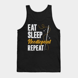 Eat Sleep Needlepoint Repeat Tank Top